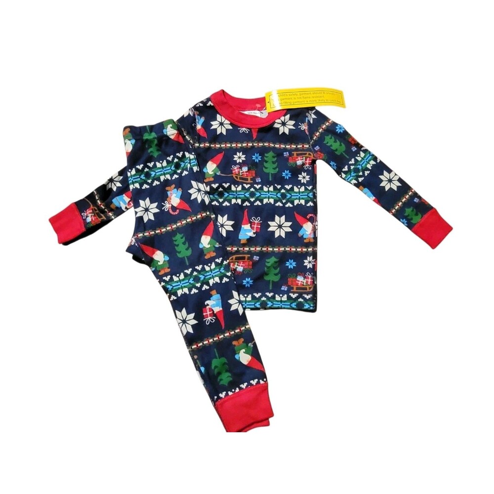 NWT Hanna Andersson Gnome Sweet Gnome Long John Pajamas size 90 Christmas 3T